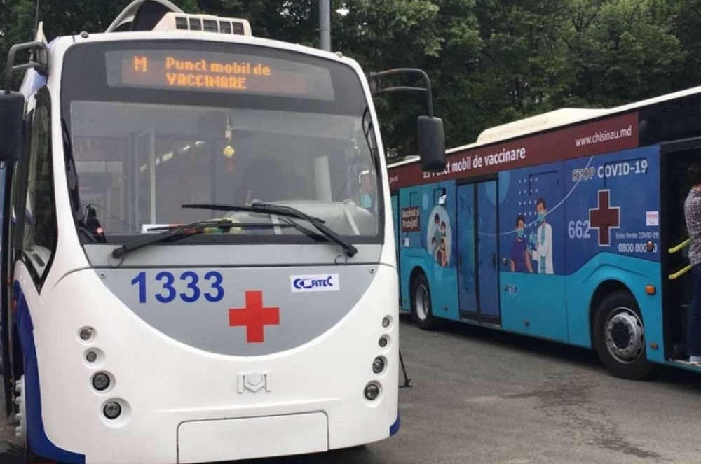 Unde se află cele două puncte mobile pentru vaccinarea antiCOVID-19, un troleibuz și un autobuz: 21 iunie 2021